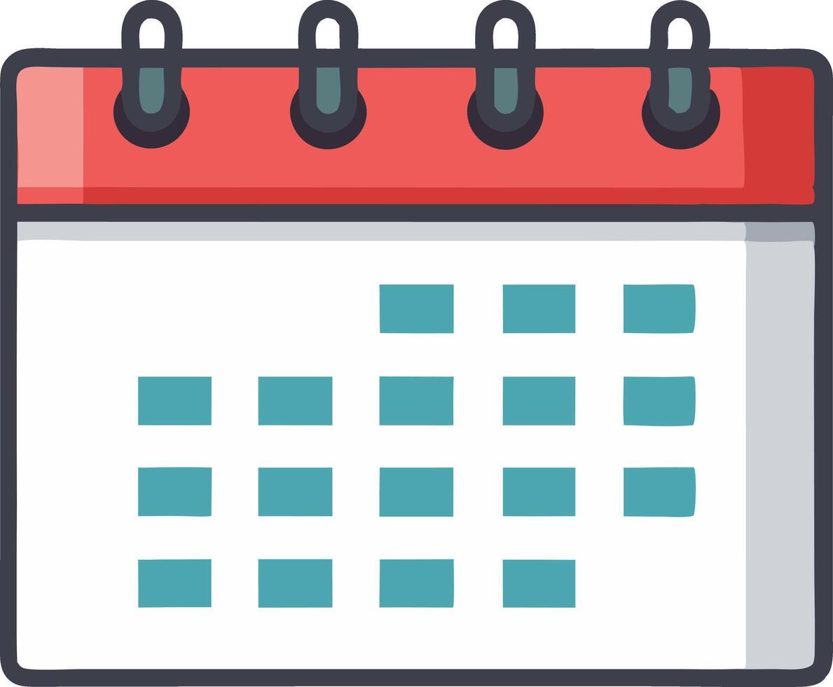 Minimalistic desk calendar with blue and red markings, symbolizing time management and daily scheduling vector