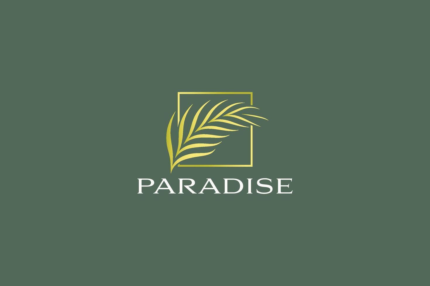 Paradise Palm Leaf Logo Concept Tropical Summer Beach Vacation Resort Business vector