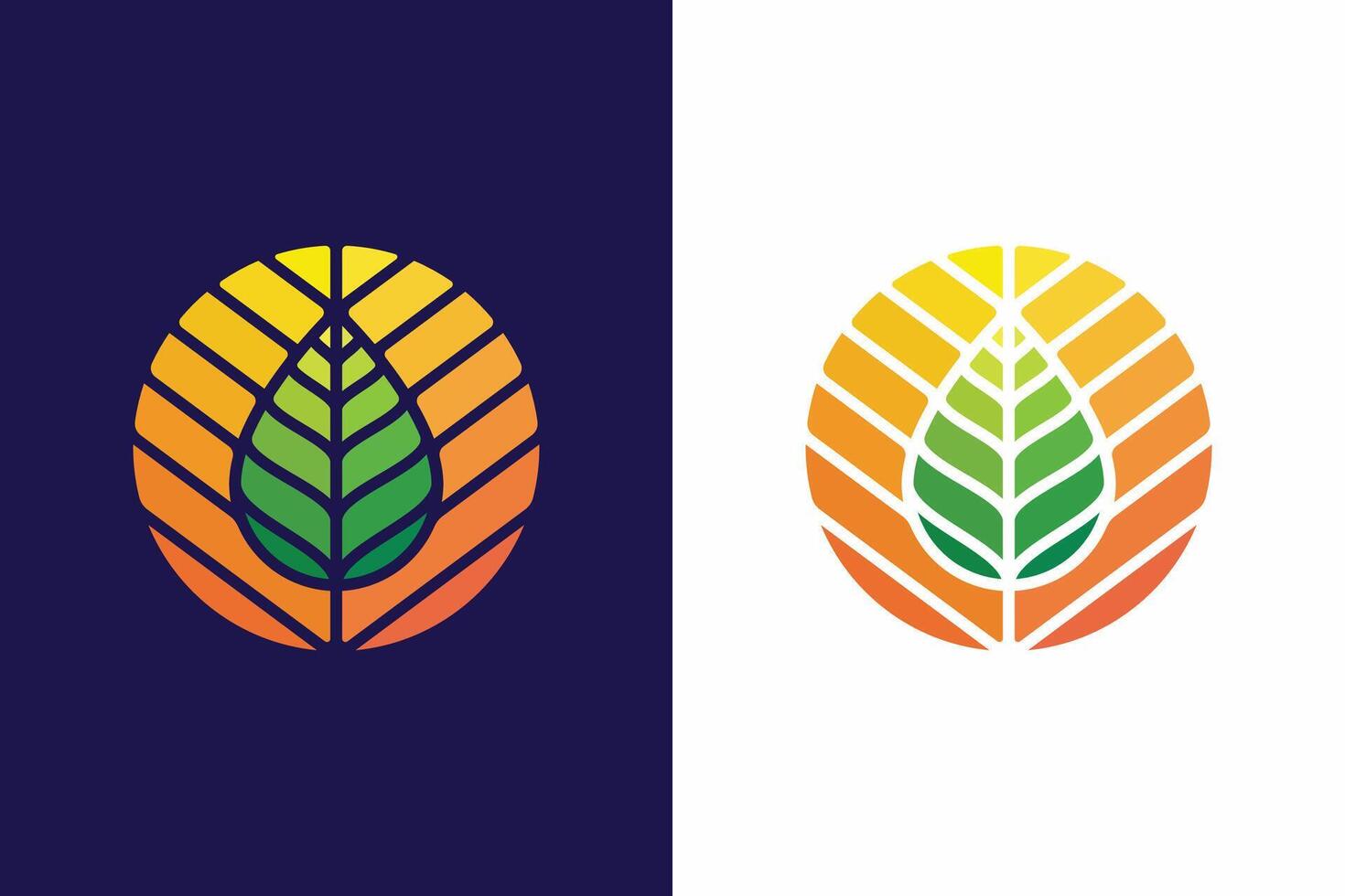 Leaf and Sun Symbol Nature Abstract Logo Minimalist Life Energy vector