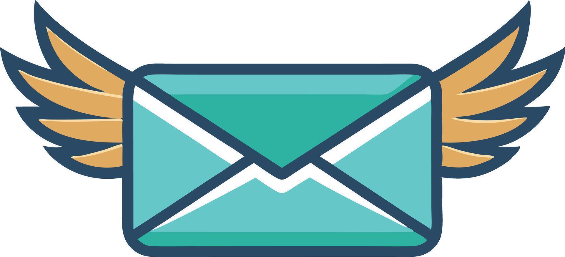 Flying envelope icon representing fast communication vector