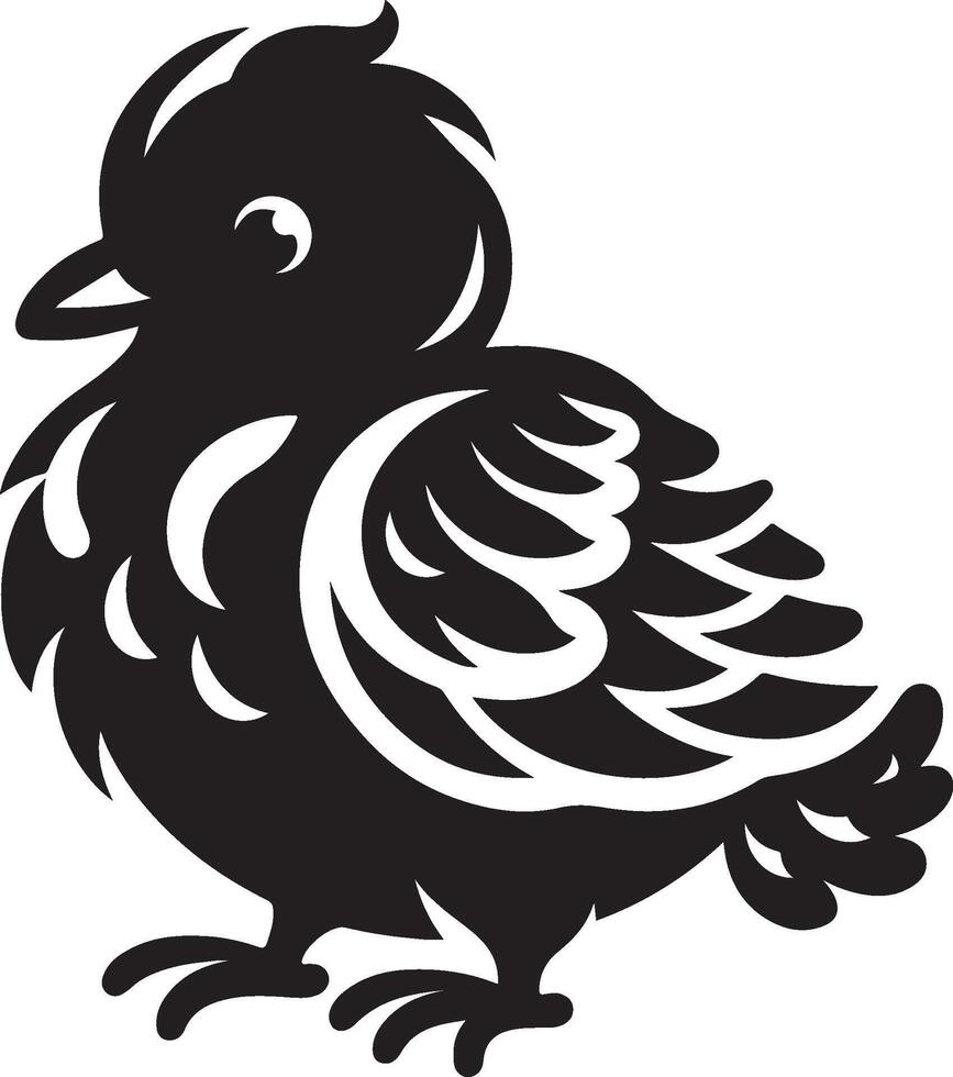 Delicate Baby Dove Bird Silhouette in Black Design vector