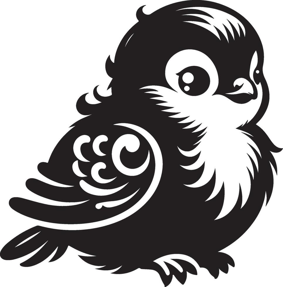 Black Silhouette of a Sweet Baby Dove Bird for Designs vector