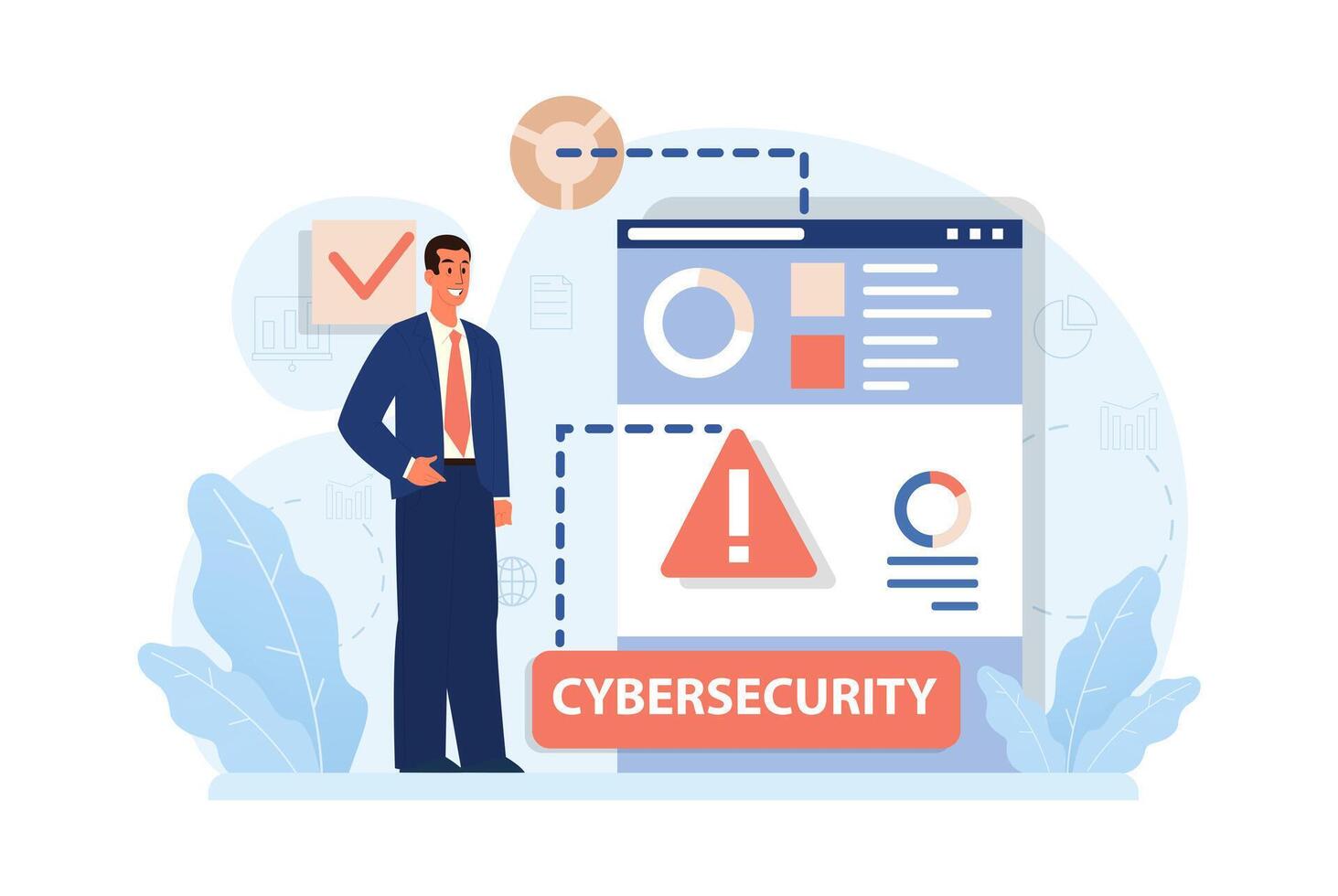 Cyber or web security set. Artificial intelligence provide data protection vector