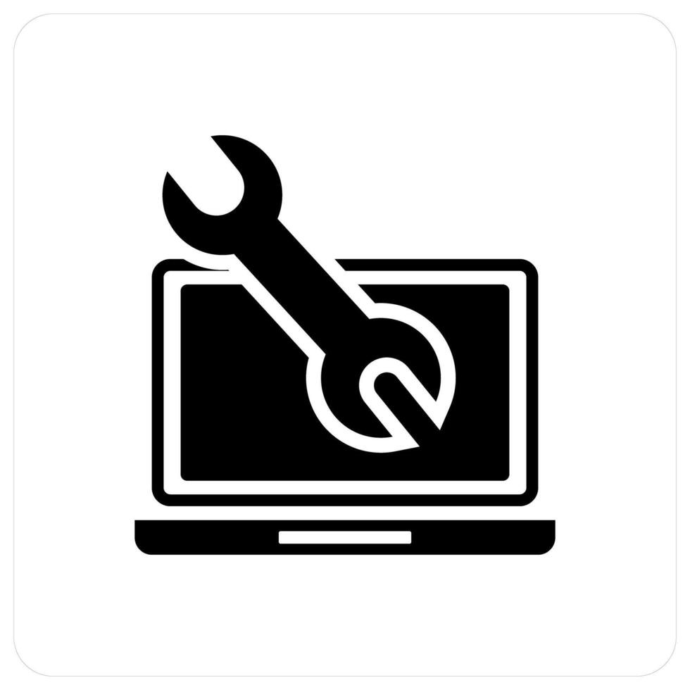 Laptop Maintenance and laptop maintenance icon concept vector