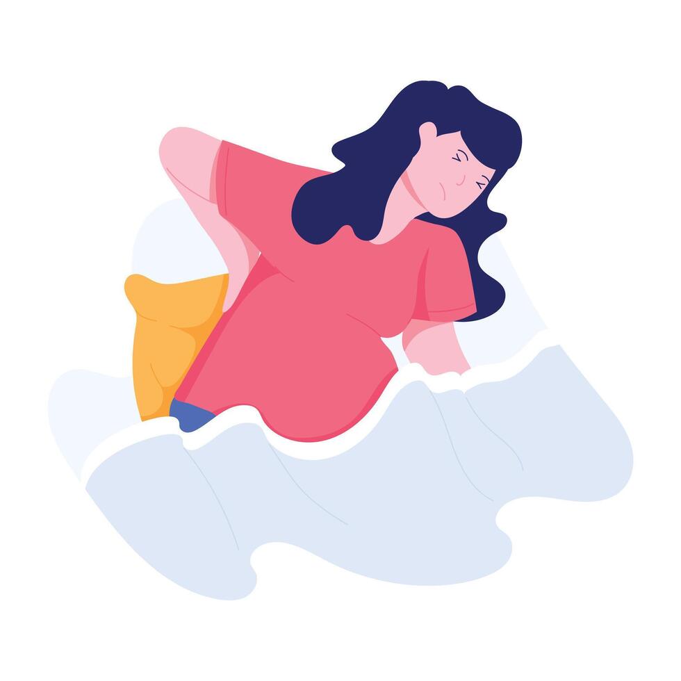 Pregnancy back pain illustration in flat style vector