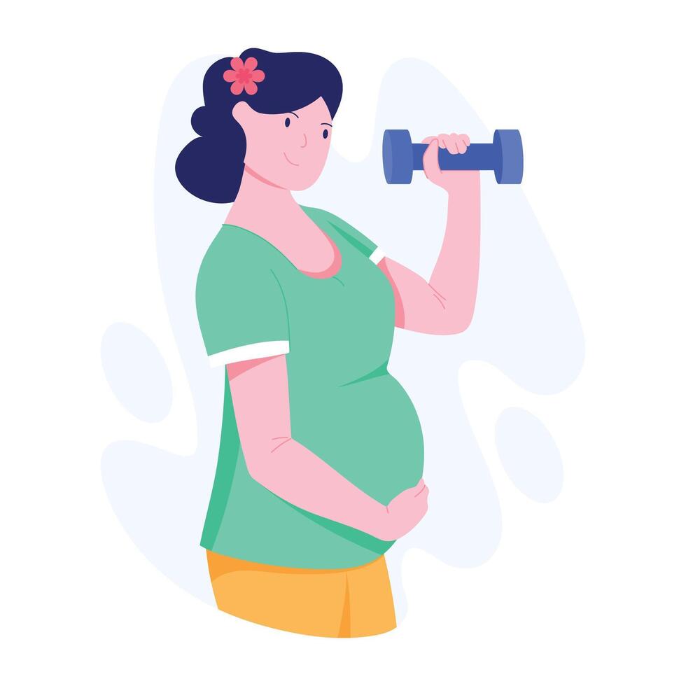 A flat style illustration of a pregnancy gym vector