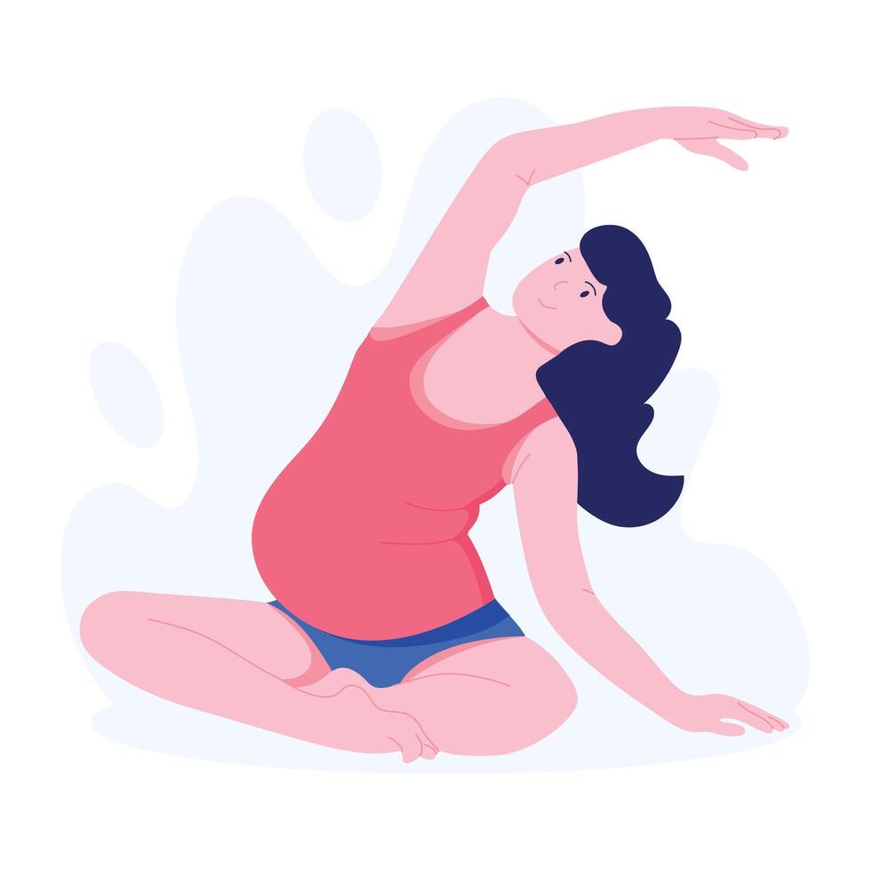 A flat style illustration of pregnancy exercise vector