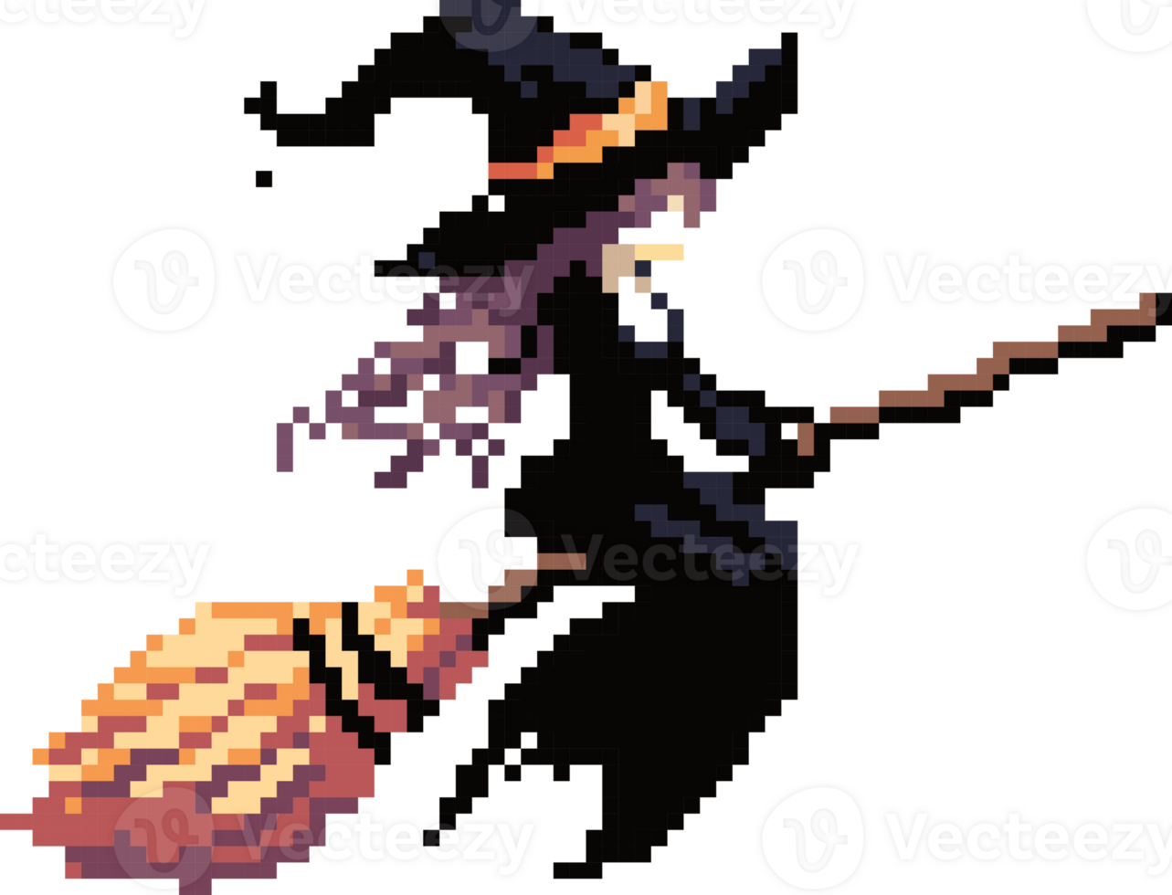 Little Witch Riding a Broomstick png