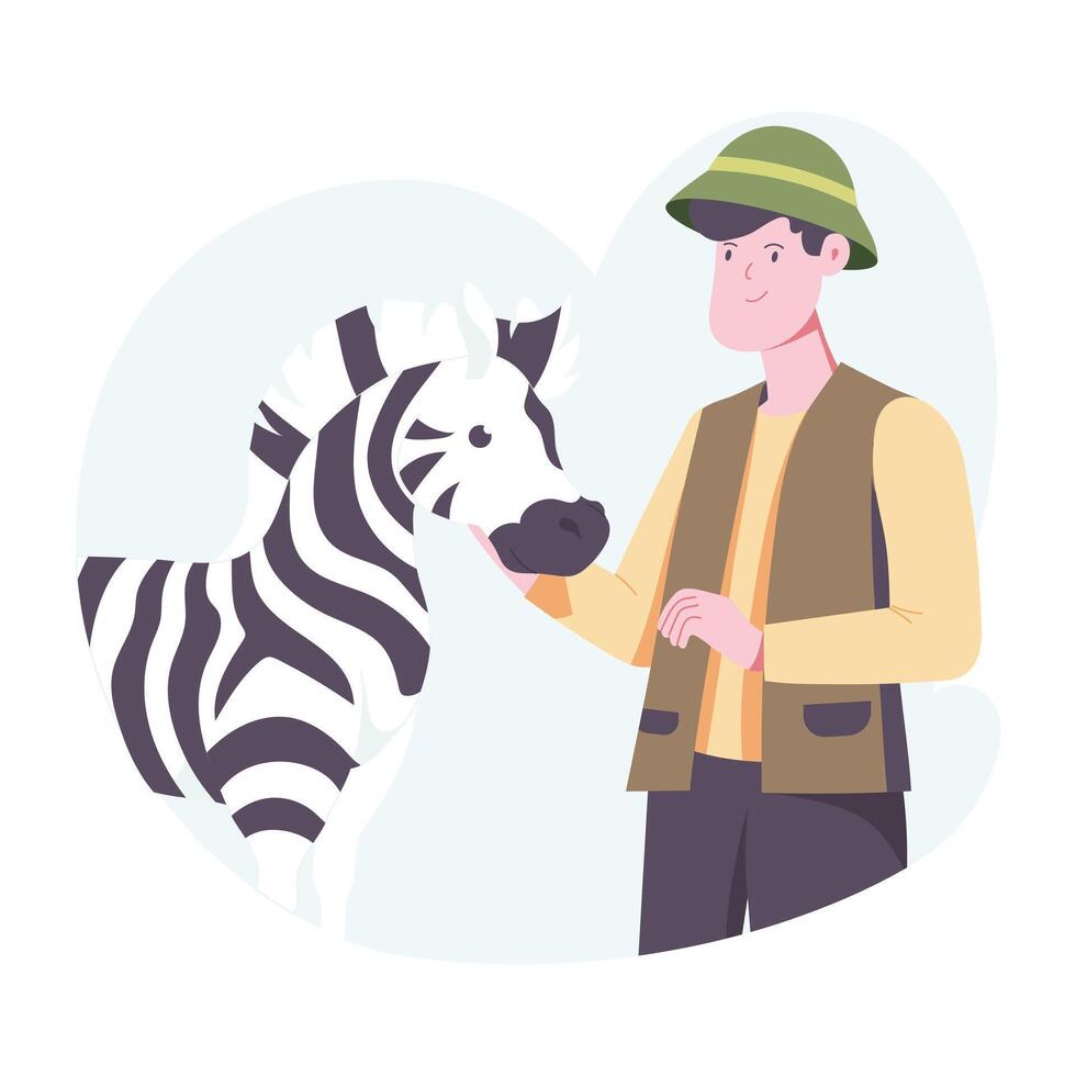 Cute zebra illustration in flat style vector