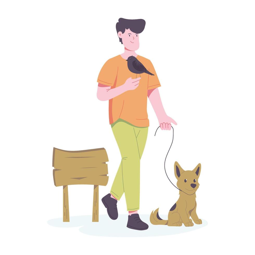 Pet dog illustration in flat style vector