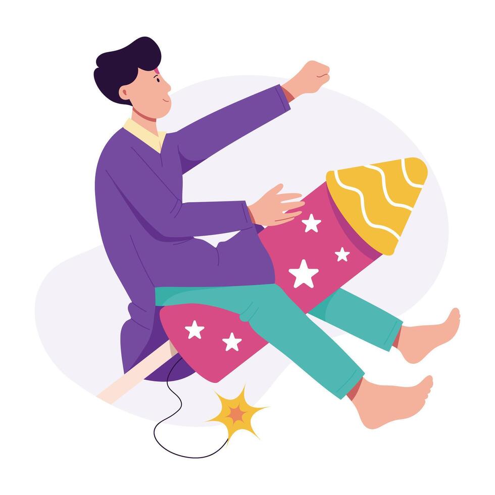 Diwali firecracker celebration flat illustration vector