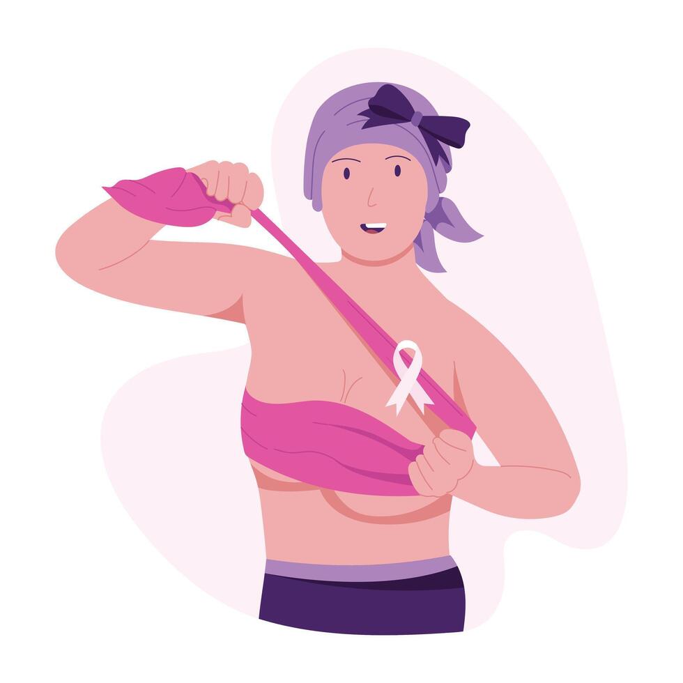 A flat character illustration of cancer survivor vector
