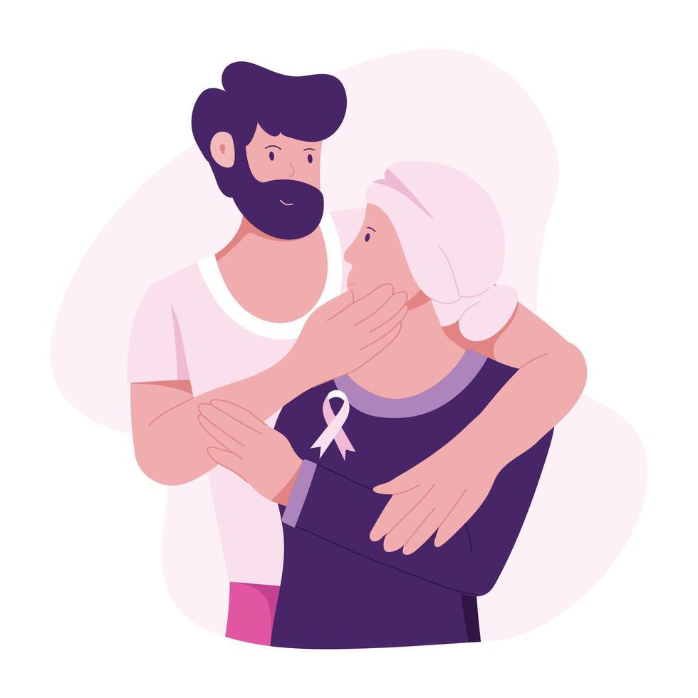 Cancer support illustration in flat style vector