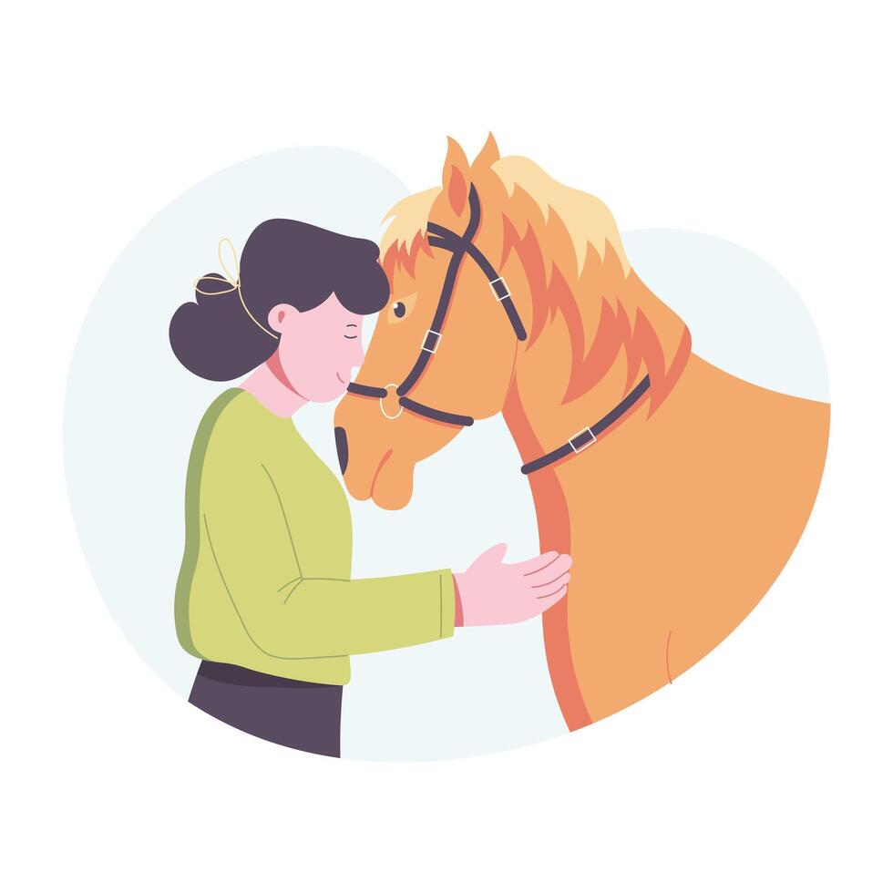 Horse love illustration in flat style vector