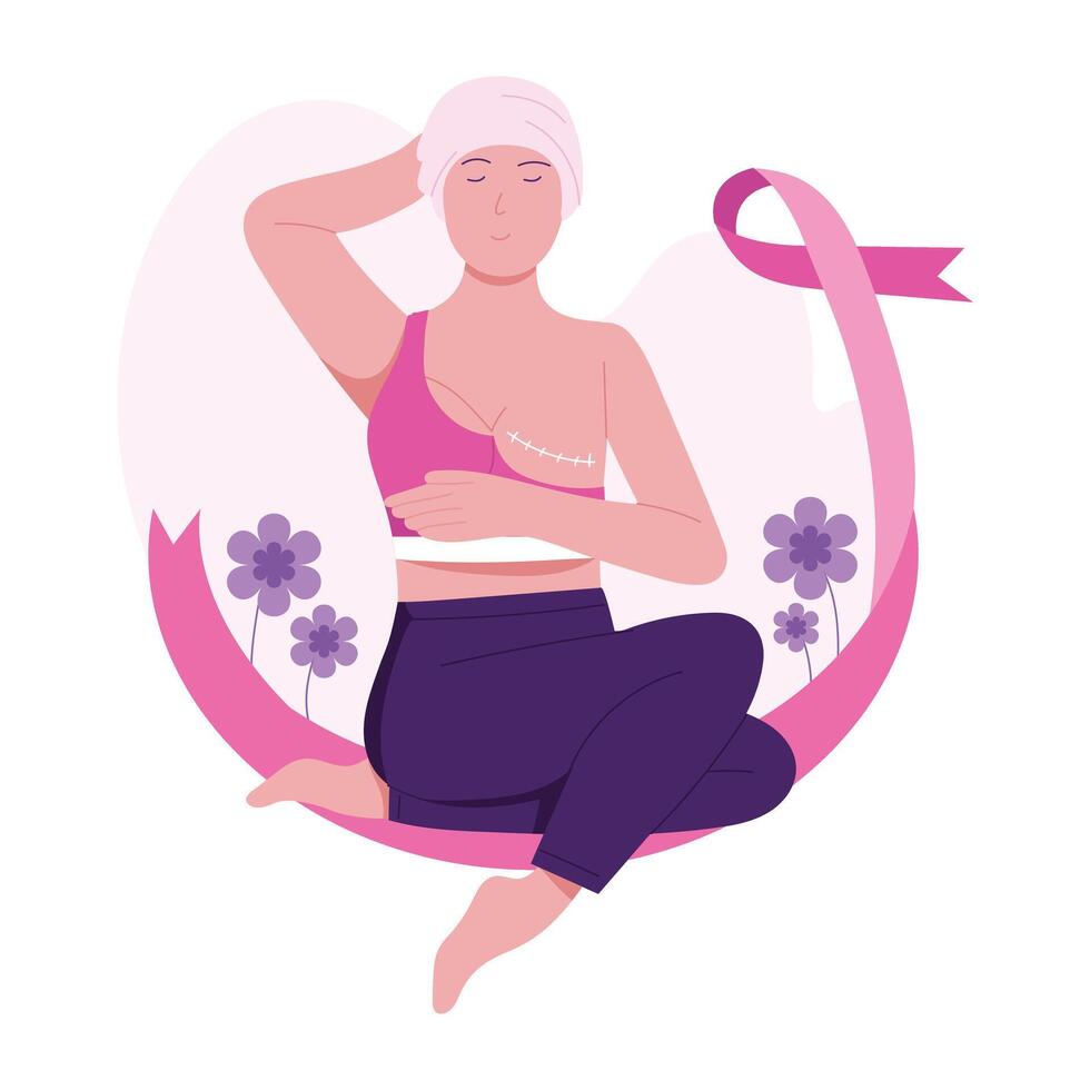A flat illustration of cancer warrior vector