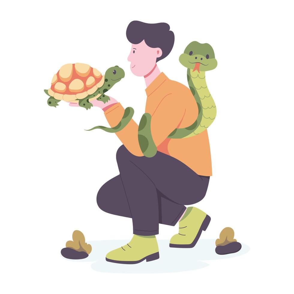Herpetologist illustration in flat style vector