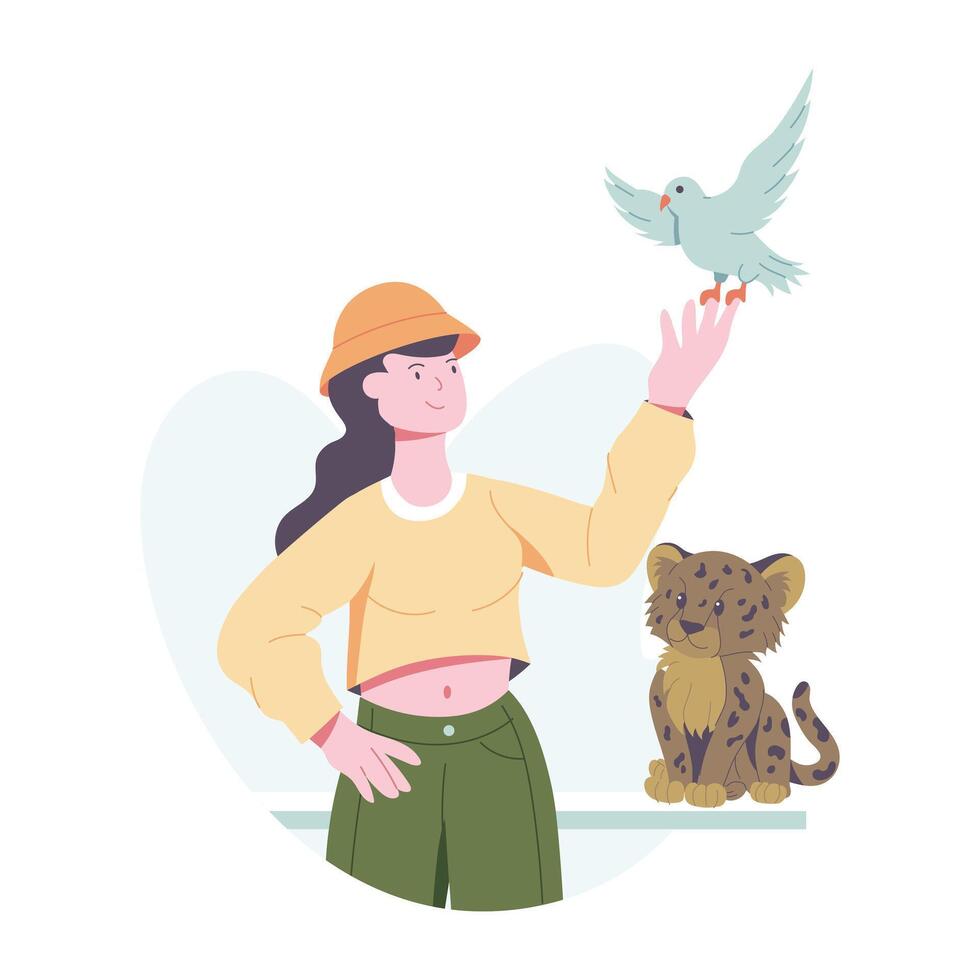 A flat illustration of pet lover vector