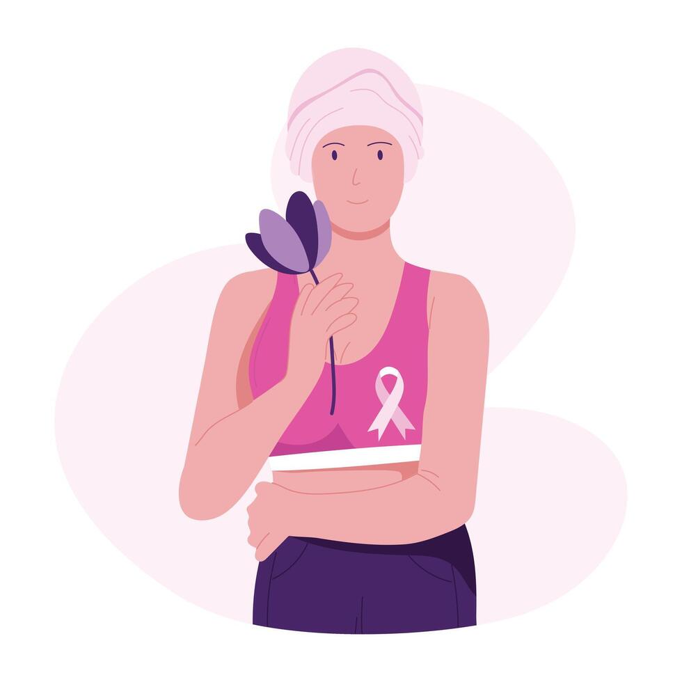 Character based flat illustration of breast cancer vector