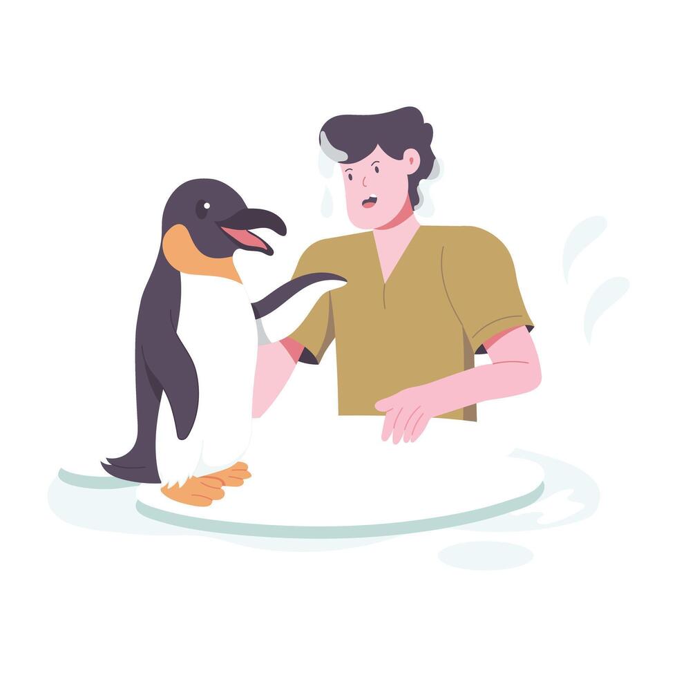 Penguin care illustration in flat style vector