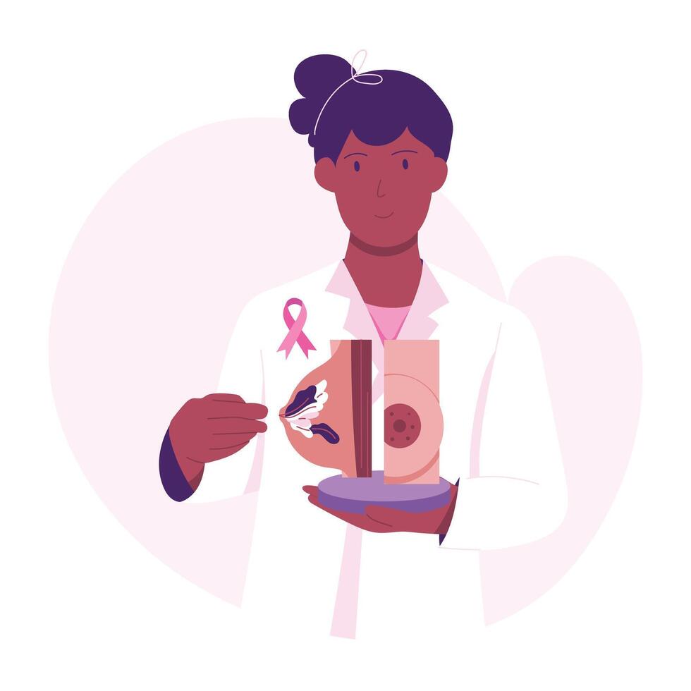 A flat illustration of breast tumour vector