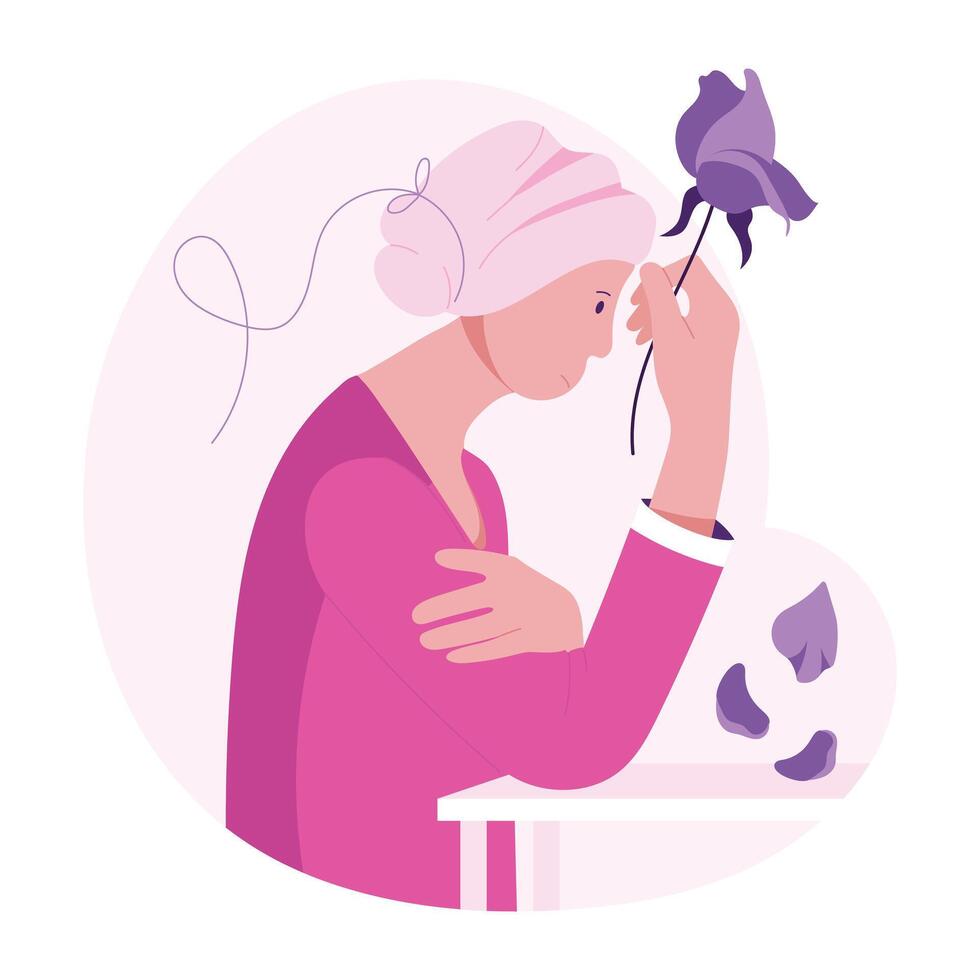 Character based flat illustration of cancer stress vector