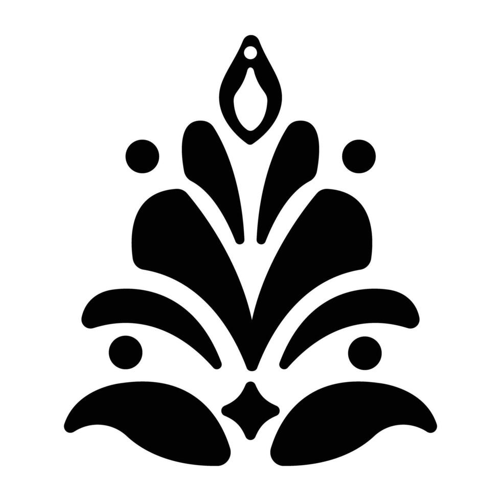 A glyph icon of floral symmetry art vector