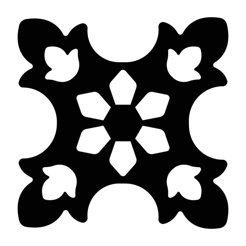 A glyph icon of abstract floral art vector