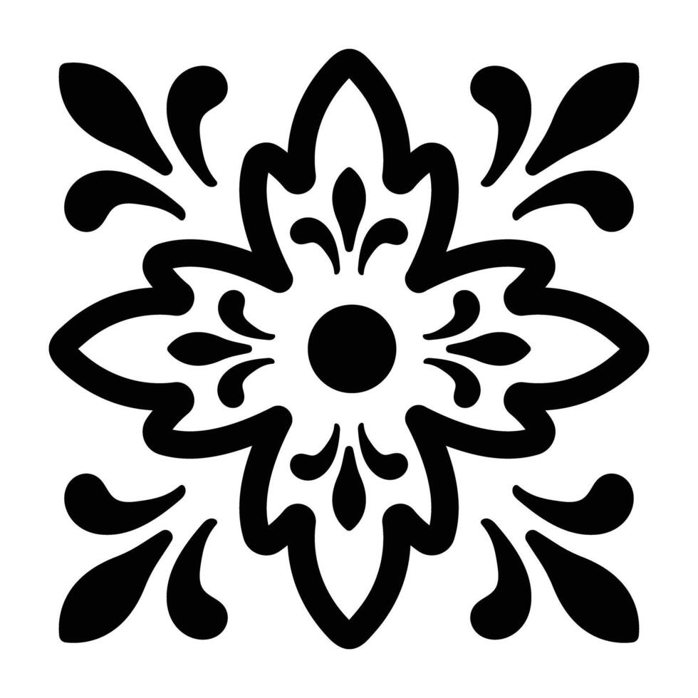 Flower decor icon in solid style vector