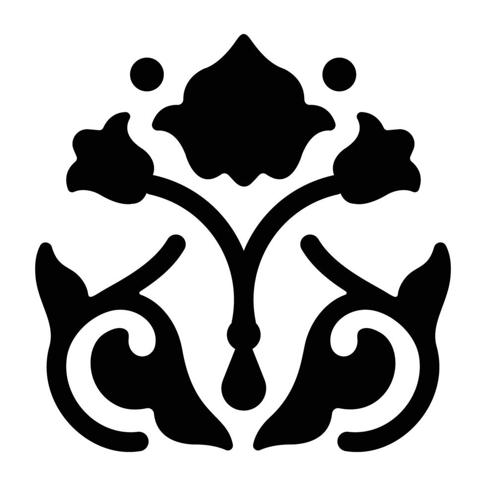 A filled style icon of floral decorative art vector