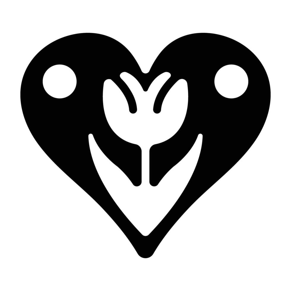 A filled style icon of floral heart vector