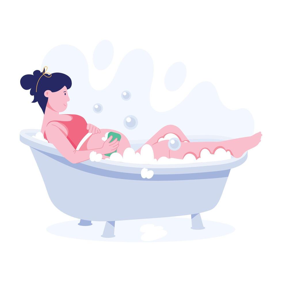 Pregnancy bath illustration in flat style vector