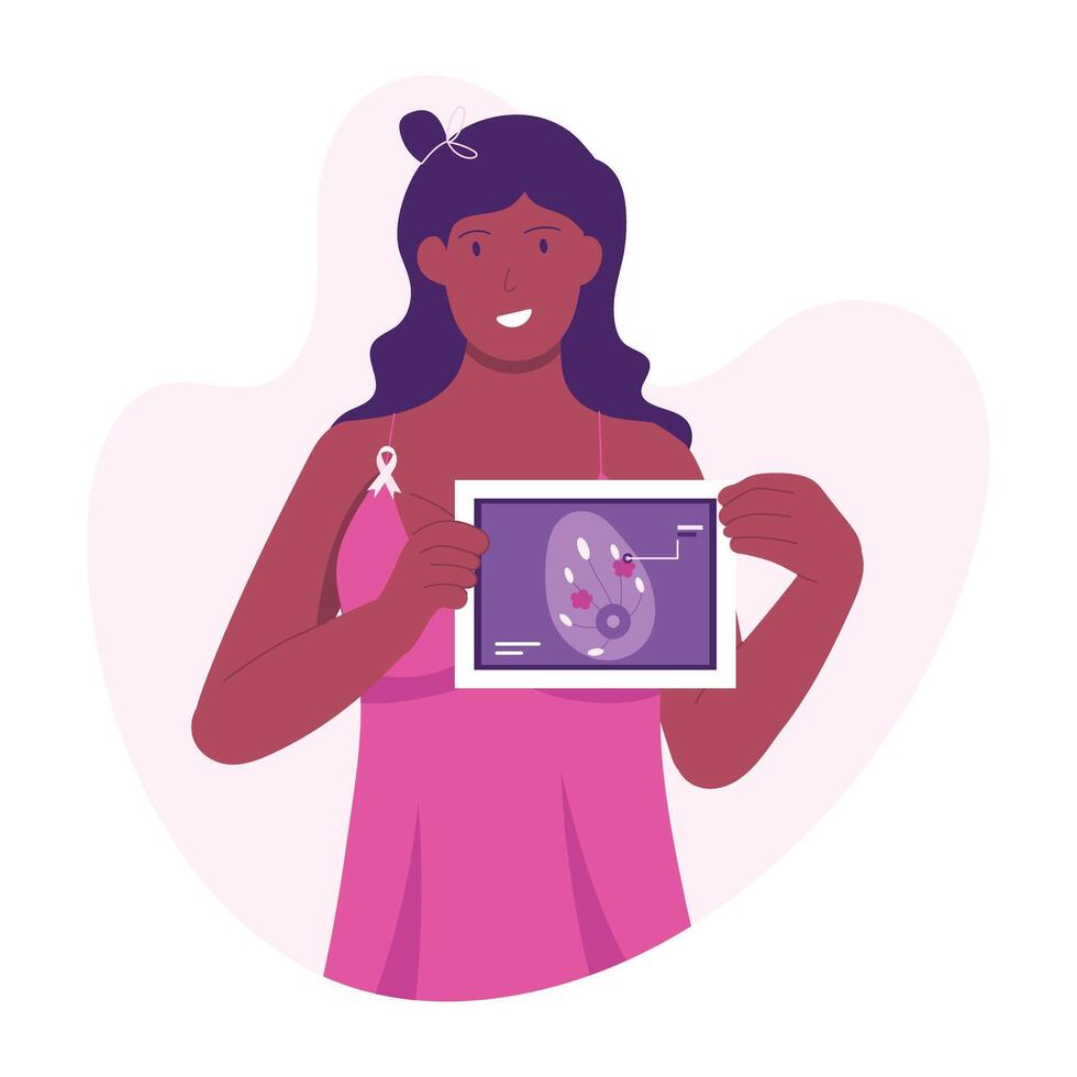 Patient holding cancer report, flat illustration vector