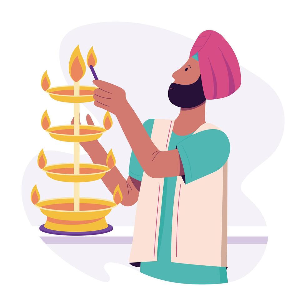 A flat character illustration of tier lamp vector