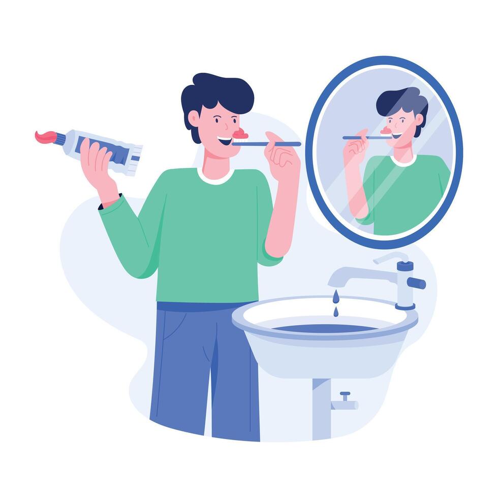 Character based flat style illustration of morning toothbrush vector