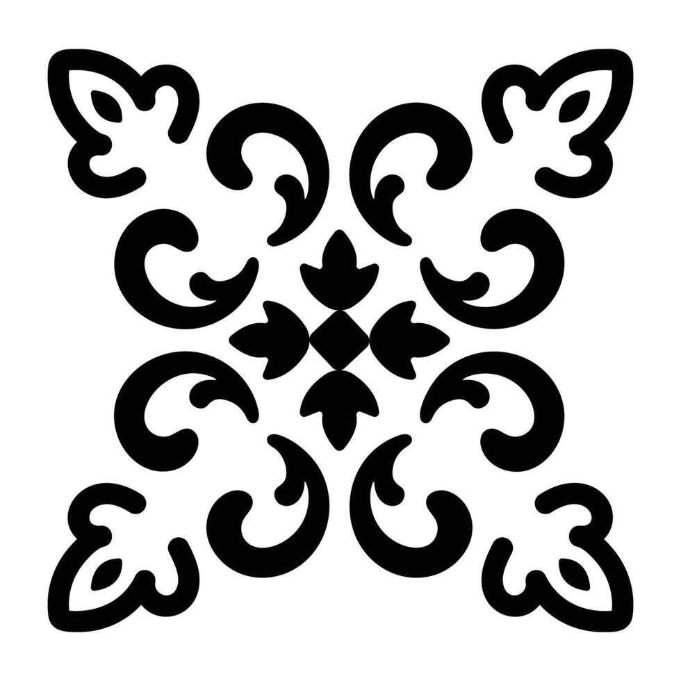 A solid icon of floral ornamental art vector