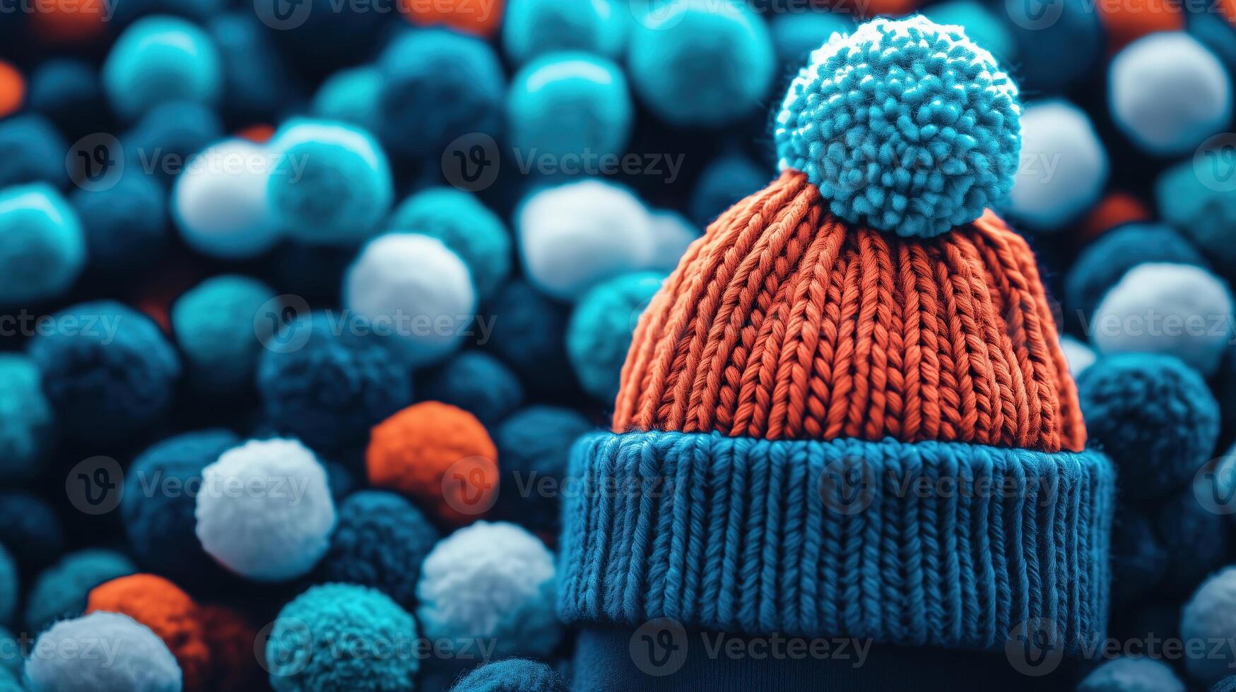 A beanie with a pom-pom background photo