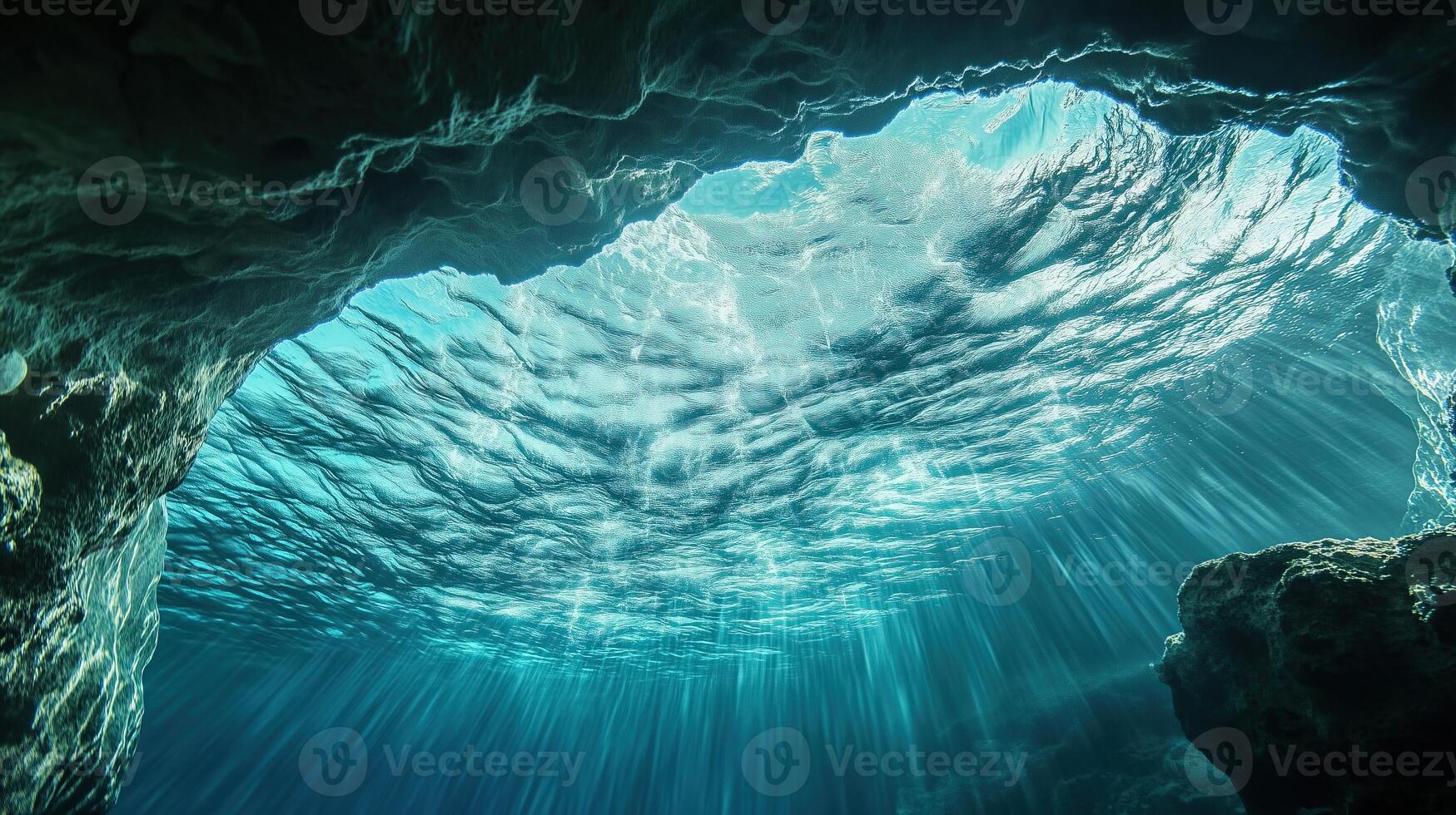 A view of the water's surface from the cave bottom photo