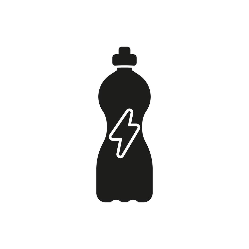 Energy Drink Bottle with Lightning Bolt Silhouette Icon. Refreshing Beverage Providing an Energy Boost. Isolated Illustration vector