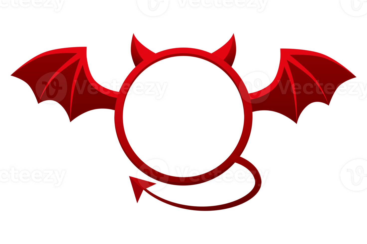 Cartoon red devil frame. Round cute demon frame or avatar for your designs. Evil symbol for Creative Halloween greeting car, print or banner. png