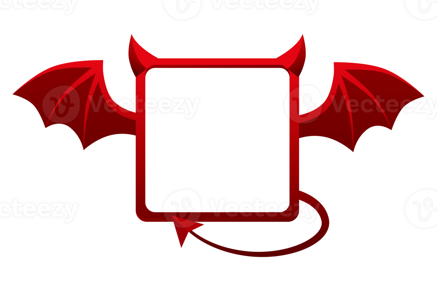 Cartoon red devil frame. Square cute demon frame or avatar for your designs. Evil symbol for Creative Halloween greeting car, print or banner. png