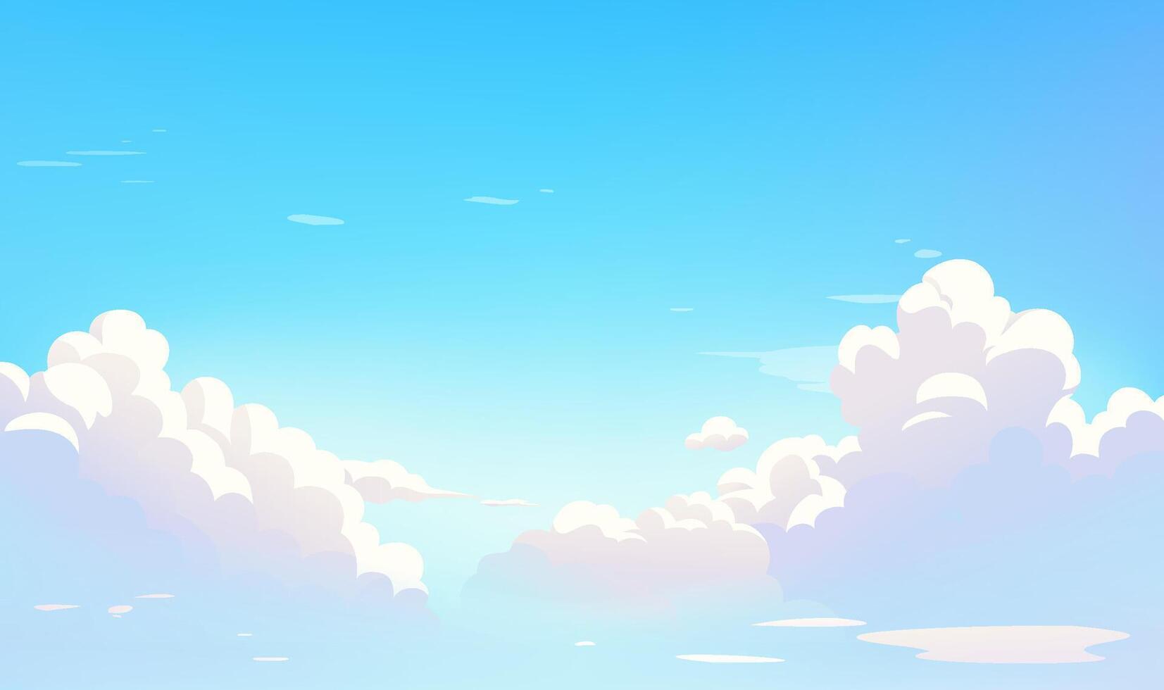 Hand painted sky illustration blue sky and colorful cloud background vector