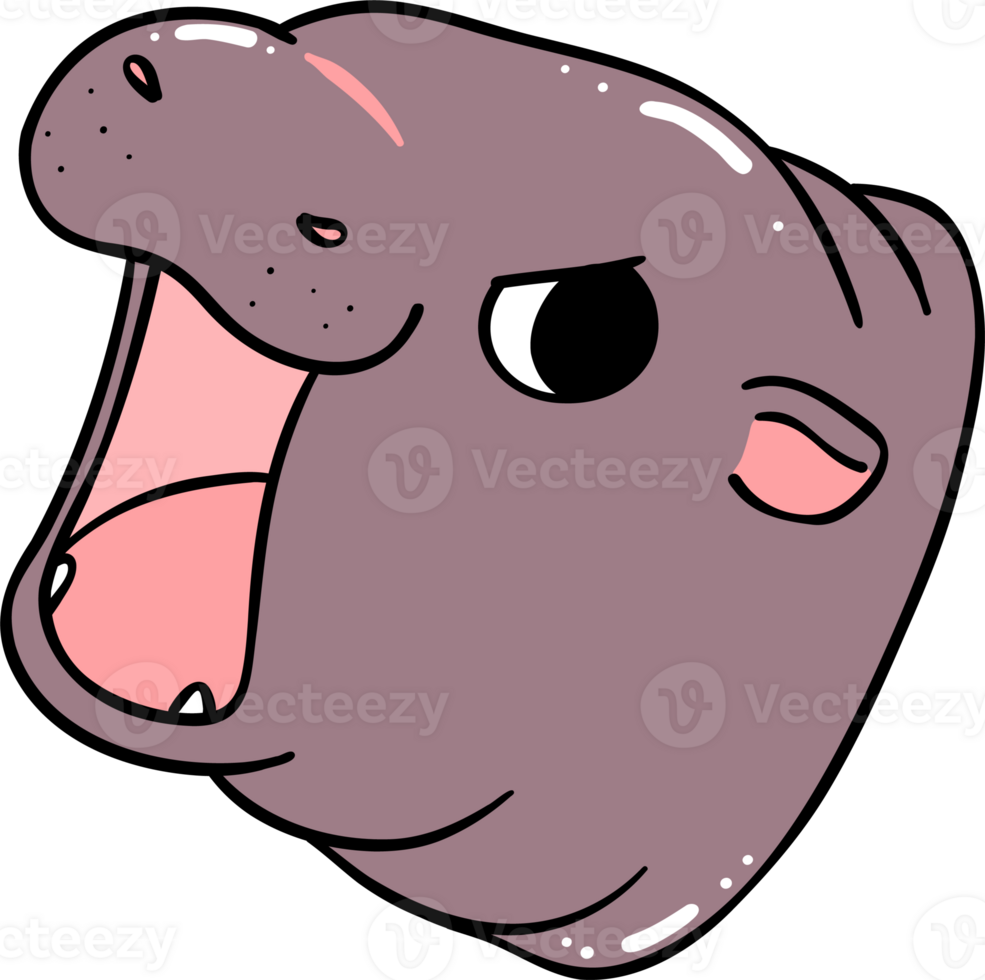Baby Pygmy Hippo Grumpy Doodle Character png