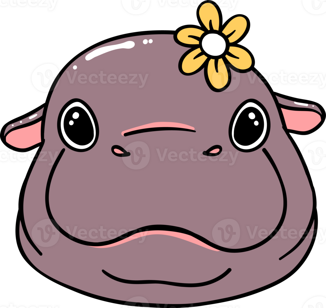 Baby Pygmy Hippo Cartoon Playful and Grumpy png