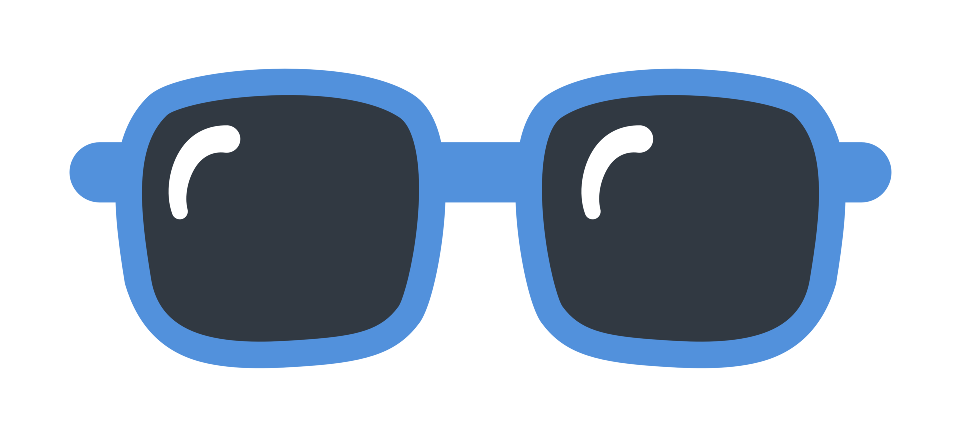 Cartoon illustration of blue framed sunglasses png