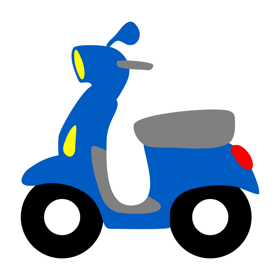 Cute blue scooter cartoon illustration png