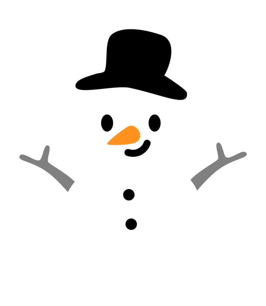 Illustration of a cute snowman wearing a hat png