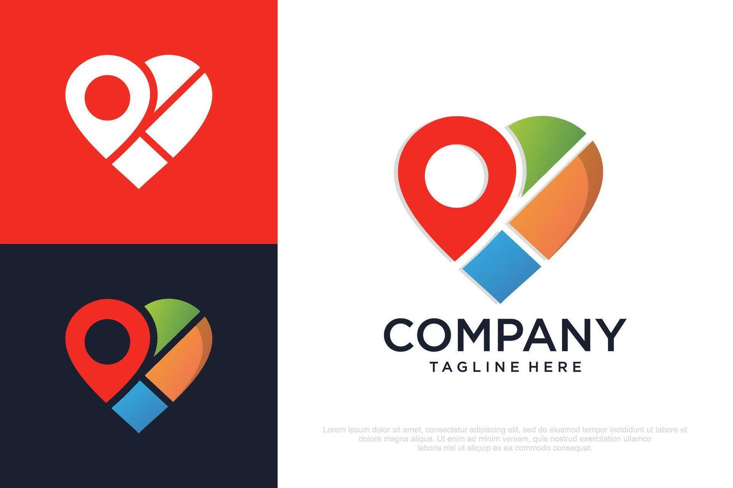 map logo design combination pin and love, travel, heart, map, holiday, bookmark. illustration vector