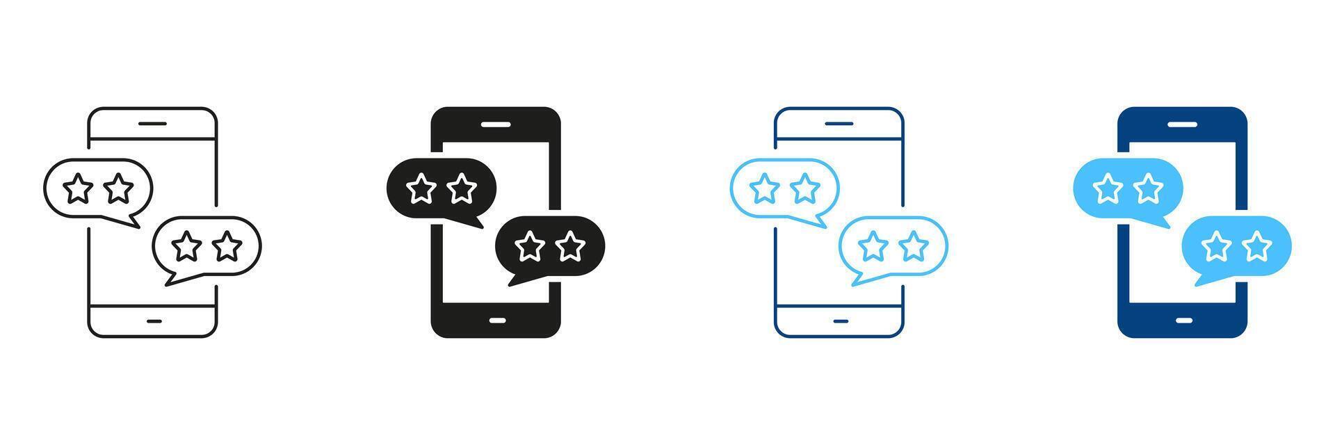 Customer Feedback On Mobile Phone Line Icon. Smartphone With Stars And Speech Bubble Symbol. Social Media App Rating Linear Pictogram. Good Choice. Editable Stroke. Isolated Illustration vector