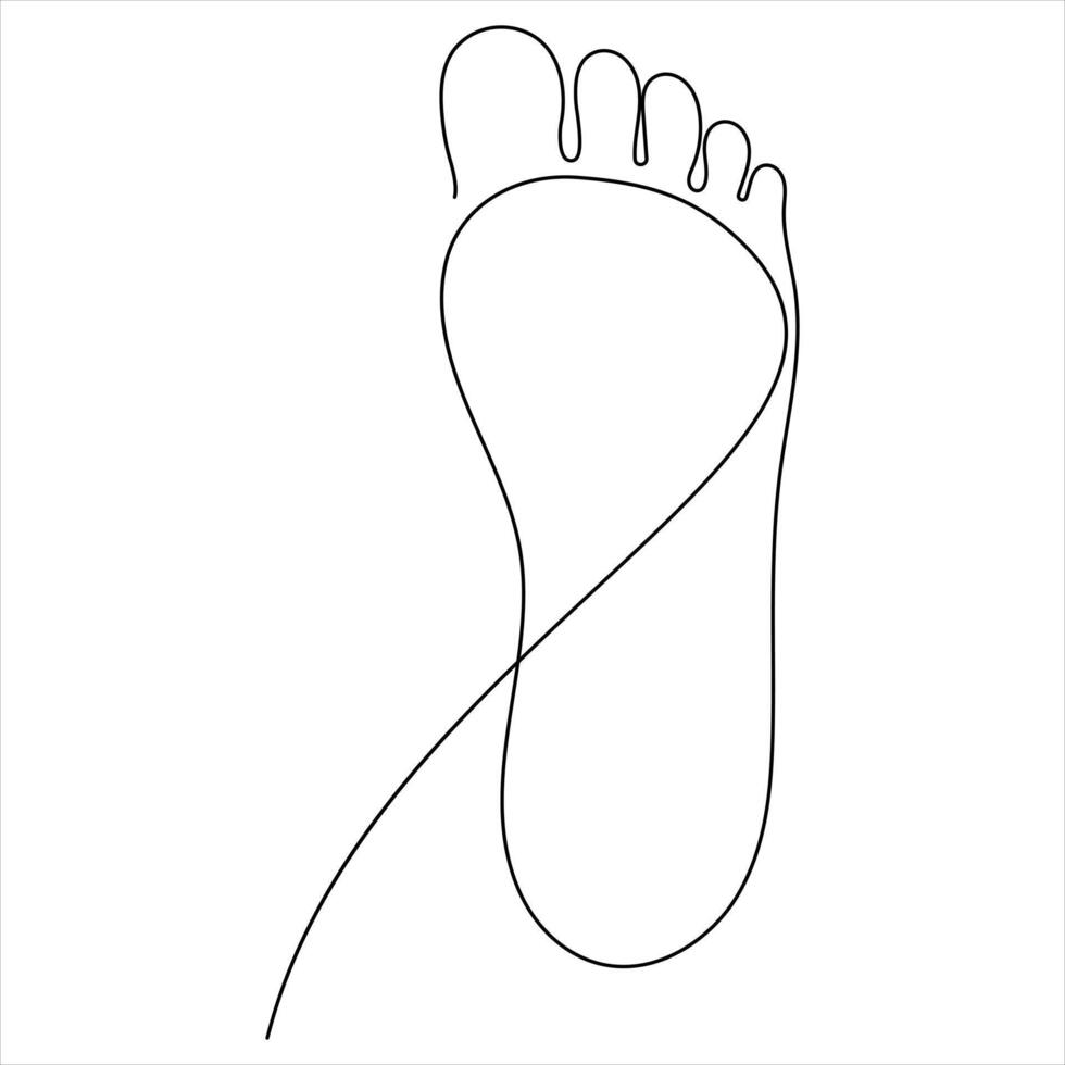 Continuous single one line art drawing of foot sole human organ concept vector