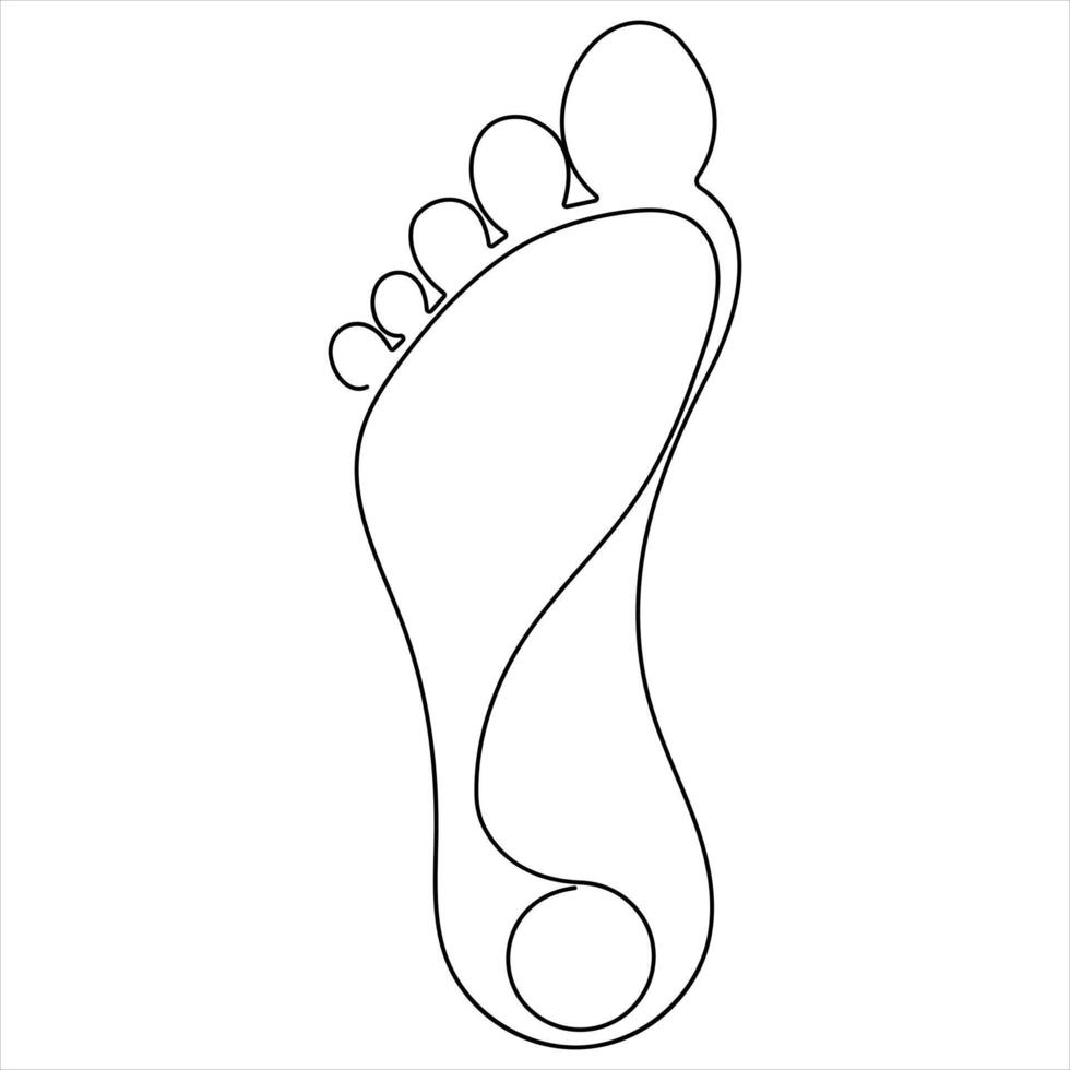 Continuous single one line art drawing of foot sole human organ concept vector